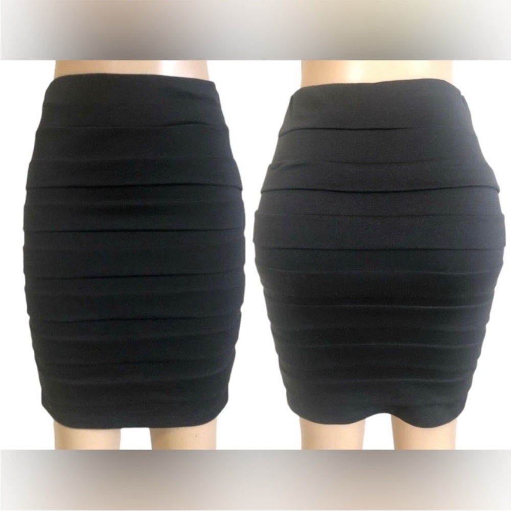 Brat Star Black Pencil Layered Skirt - Women’s Size Large - Tight Form Fitting